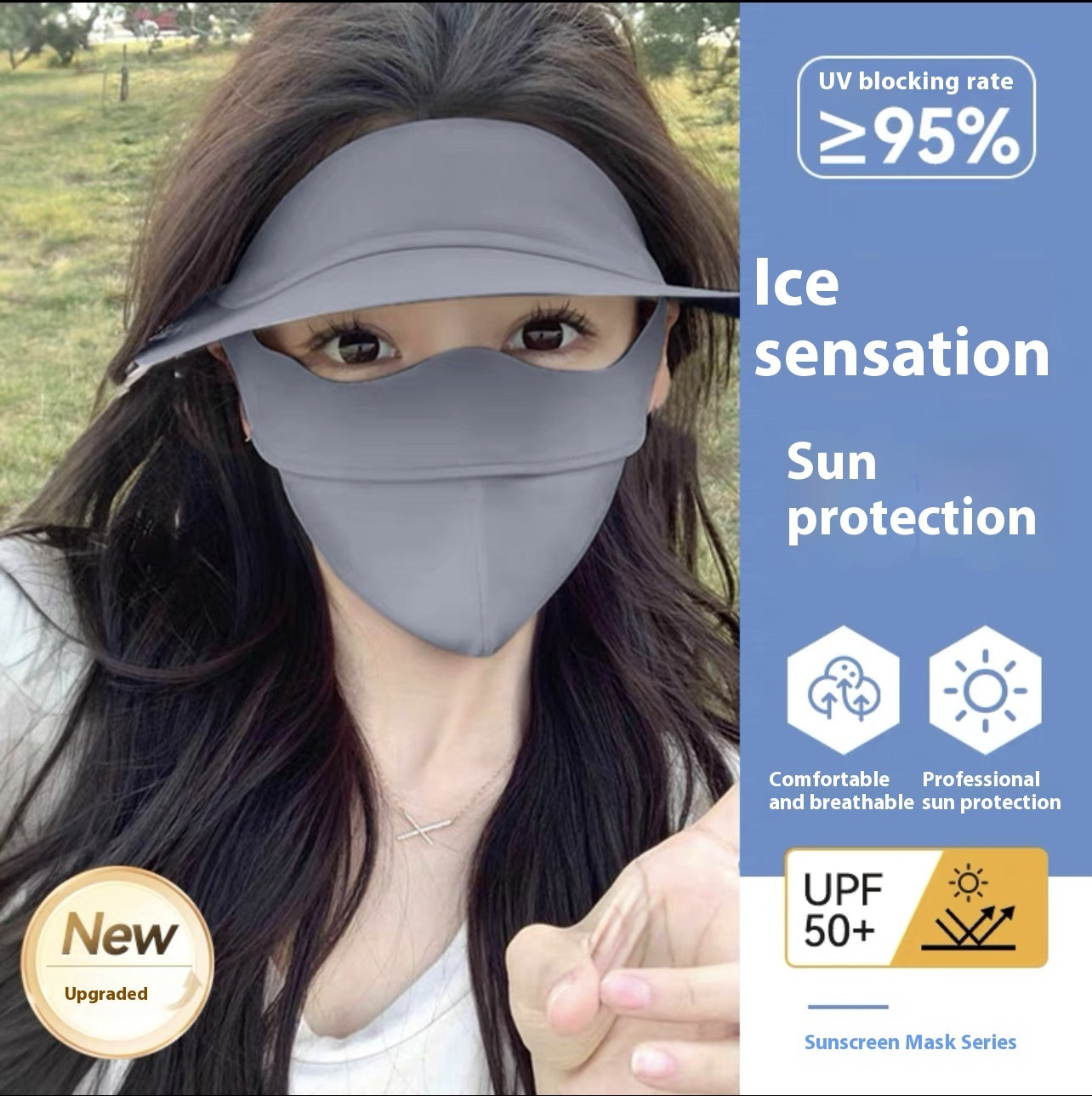 Ice Silk Sun Face Mask – UPF 50+ UV Protection Outdoor Hat