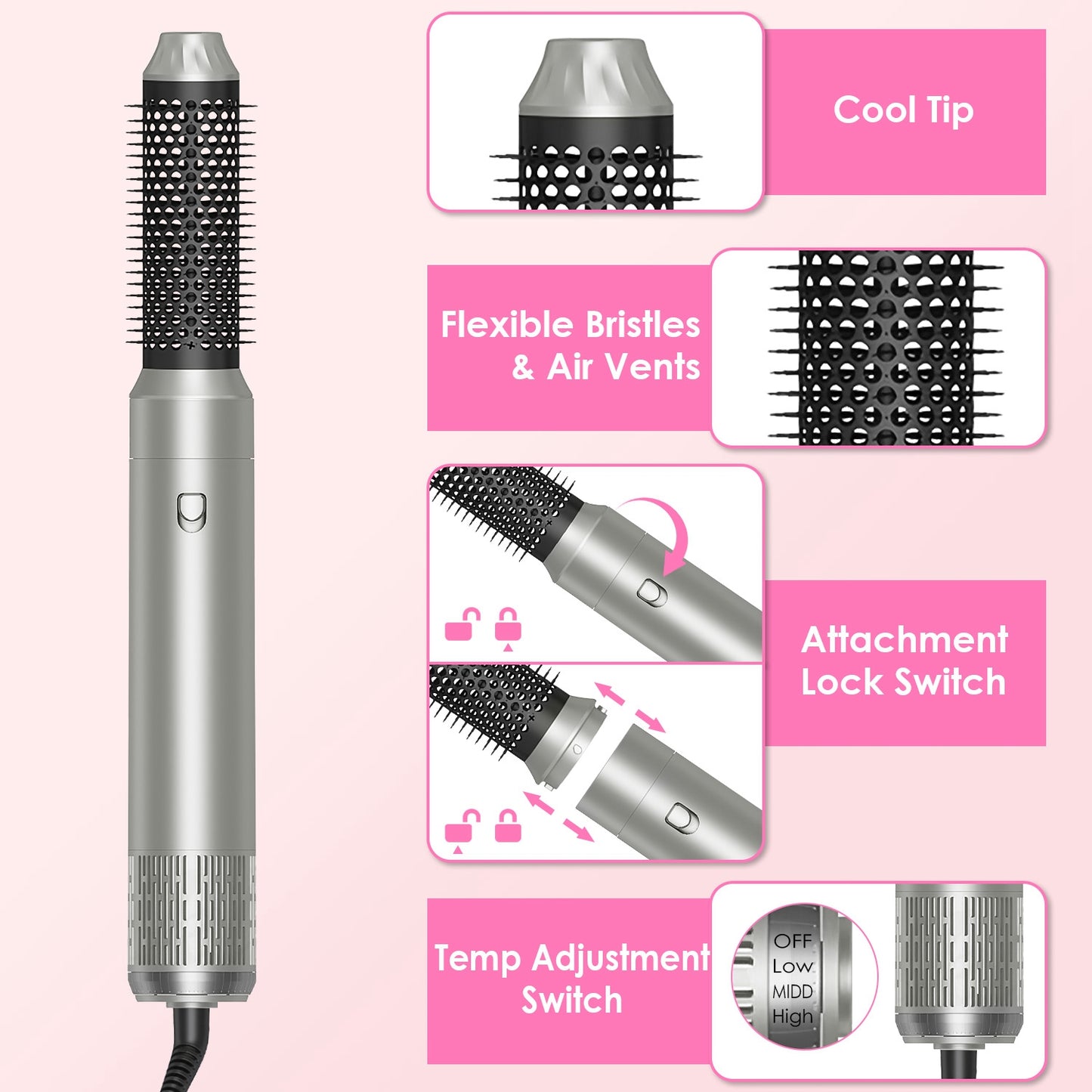 6-in-1 Hot Air Styler – Blow Dryer Brush Curler Combo