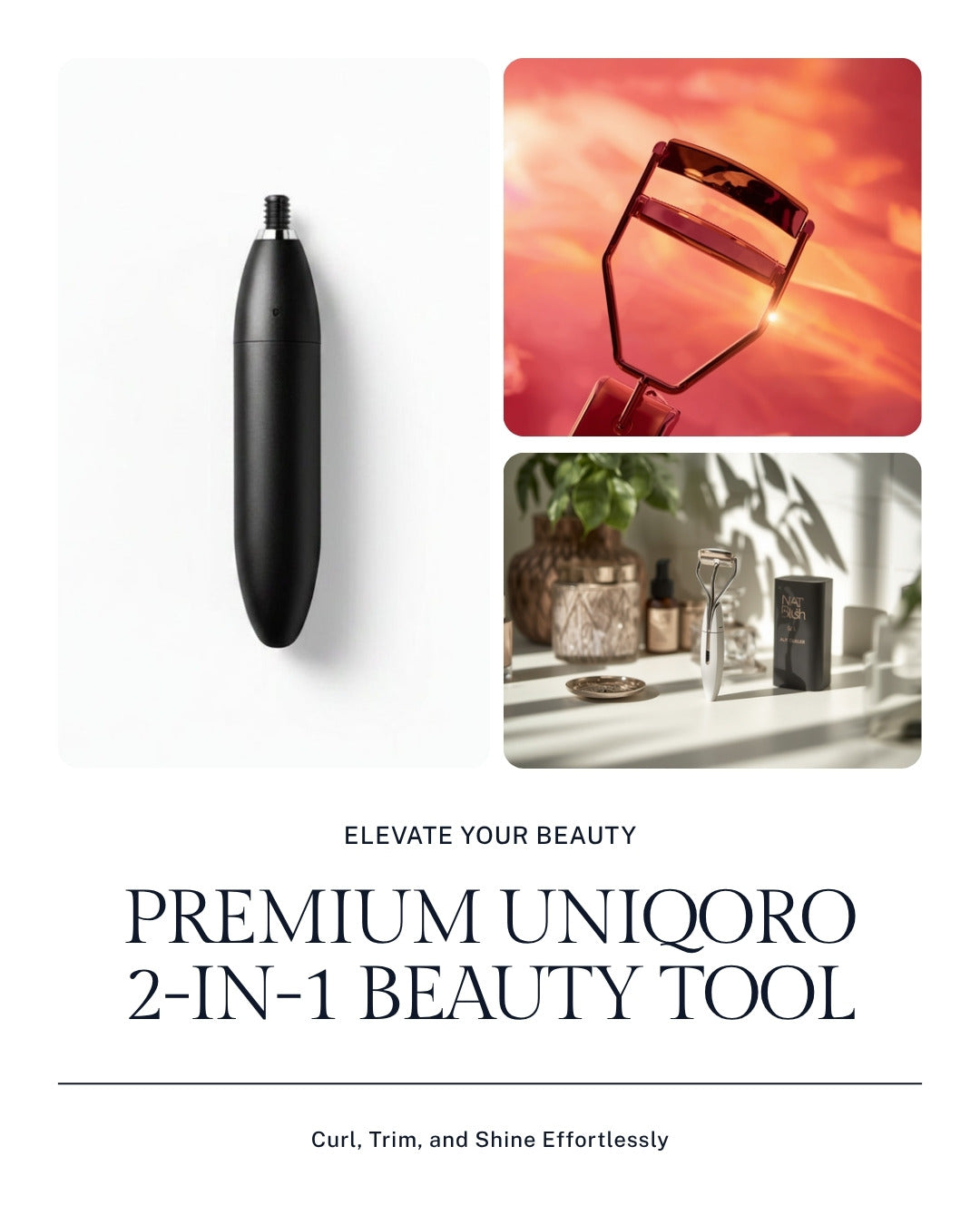 Uniqoro 2-in-1 Heated Eyelash Curler Eyebrow Trimmer Design 4
