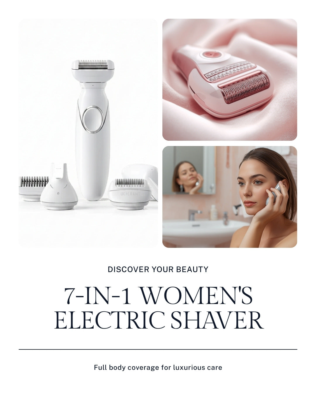 Uniqoro 7-in-1 Women Electric Shaver – Full Body IPX6 Hair Removal