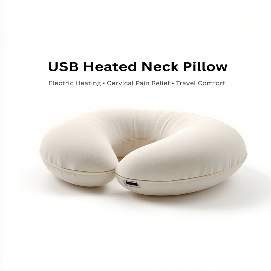 USB Heated Neck Pillow – Memory Foam Cervical Pain Relief