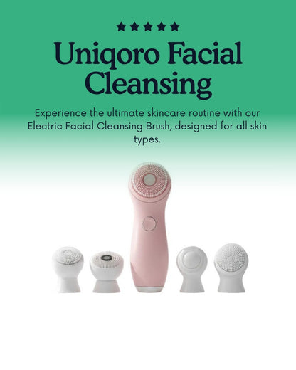Uniqoro Electric Facial Cleansing Brush 5 Heads 360 Deep Pore
