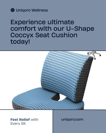 Uniqoro Memory Foam Chair Cushion U-Shape Coccyx Seat Pain Relief