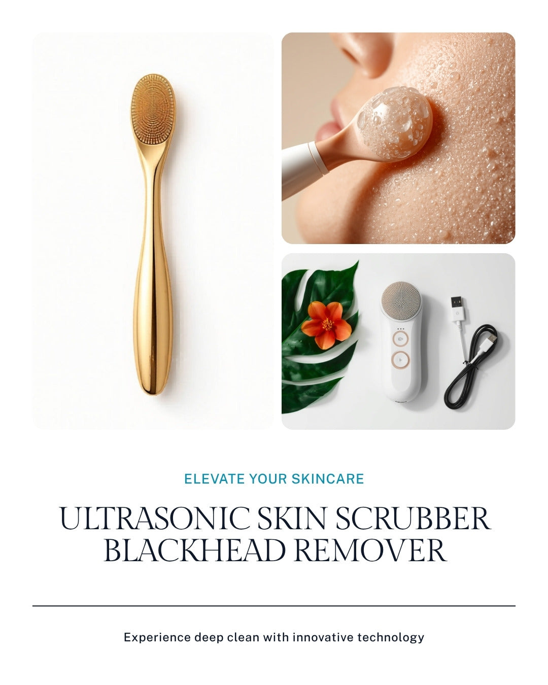 Uniqoro Ultrasonic Skin Scrubber Blackhead Remover Deep Pore Spatula