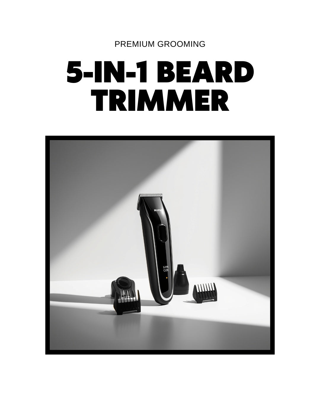 Beard Trimmer for Men – 5-in-1 IPX5 Waterproof Grooming Kit