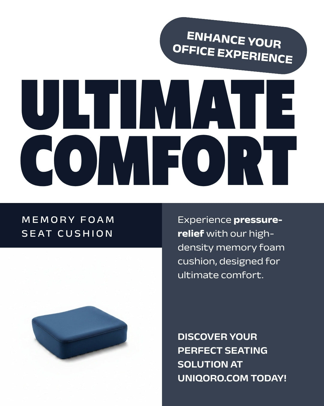 Uniqoro Memory Foam Office Seat Cushion Pressure Relief Non-Slip