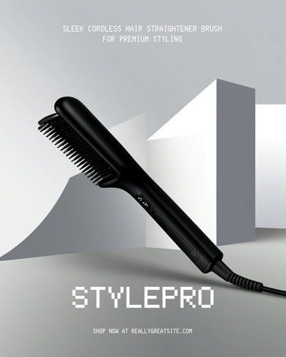 Cordless Hair Straightener Brush – Ionic Anti-Frizz Styling Comb
