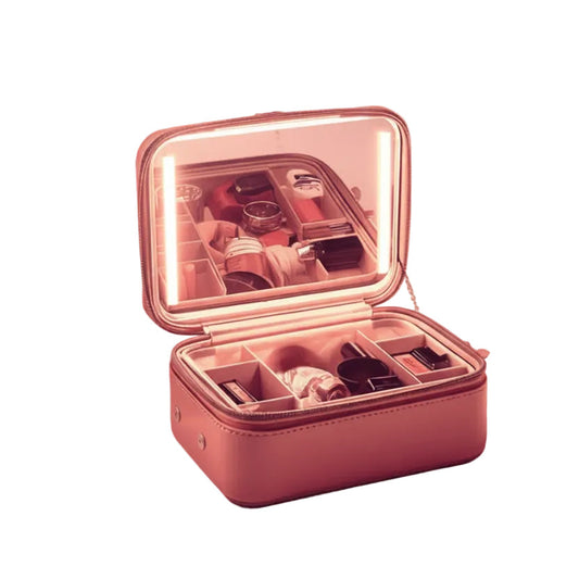 Travel Makeup Bag with LED Mirror – Waterproof Cosmetic Organizer