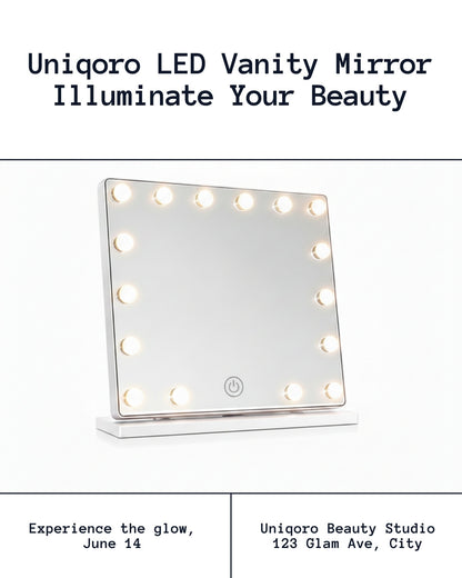 Uniqoro LED Vanity Mirror 15 Bulbs Design 3