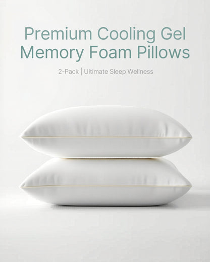 Cooling Gel Memory Foam Pillows – 2-Pack Queen Size Sleep