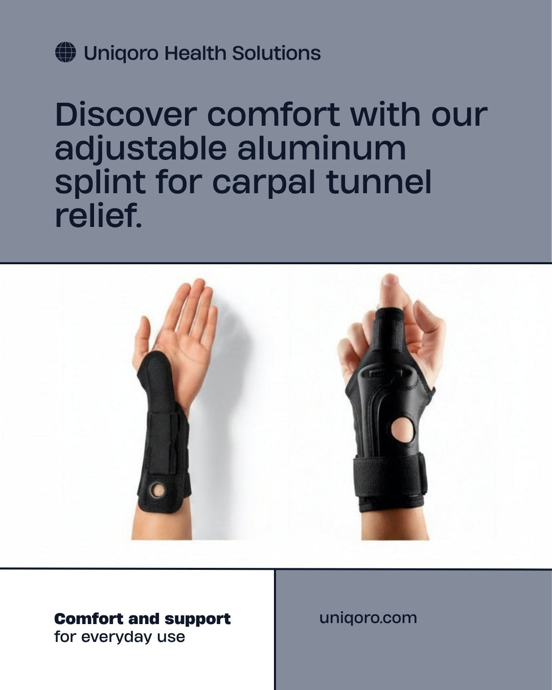 Uniqoro Carpal Tunnel Wrist Brace Adjustable Aluminum Splint Support