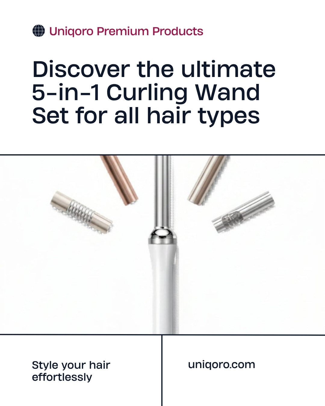 Uniqoro 5-in-1 Curling Wand Set 5 Barrels All Hair Types