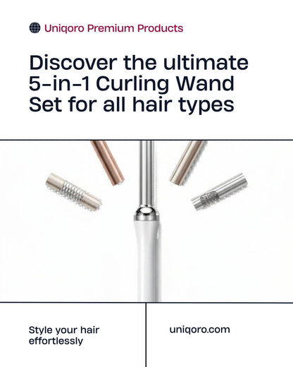 Uniqoro 5-in-1 Curling Wand Set 5 Barrels All Hair Types