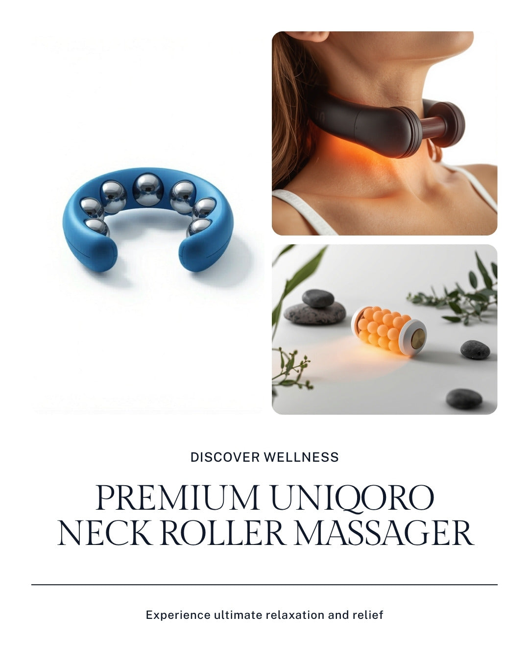 Uniqoro Neck Roller Massager 360 Degree 6 Nodes Infrared Heat
