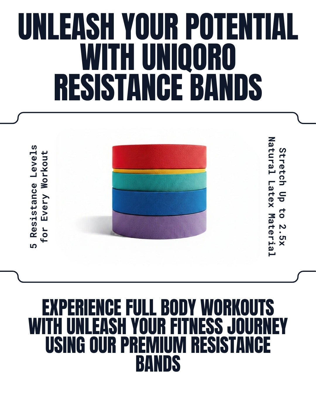Uniqoro Resistance Bands Set 5 Levels Latex Loop Exercise Bands