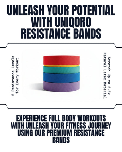 Uniqoro Resistance Bands Set 5 Levels Latex Loop Exercise Bands