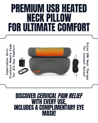 Uniqoro USB Heated Neck Pillow – Memory Foam Cervical Pain Relief