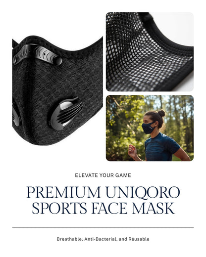 Uniqoro Sports Face Mask Breathable Mesh Anti-Bacterial UPF 50 Plus