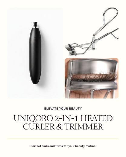 Uniqoro 2-in-1 Heated Eyelash Curler Eyebrow Trimmer Design 3