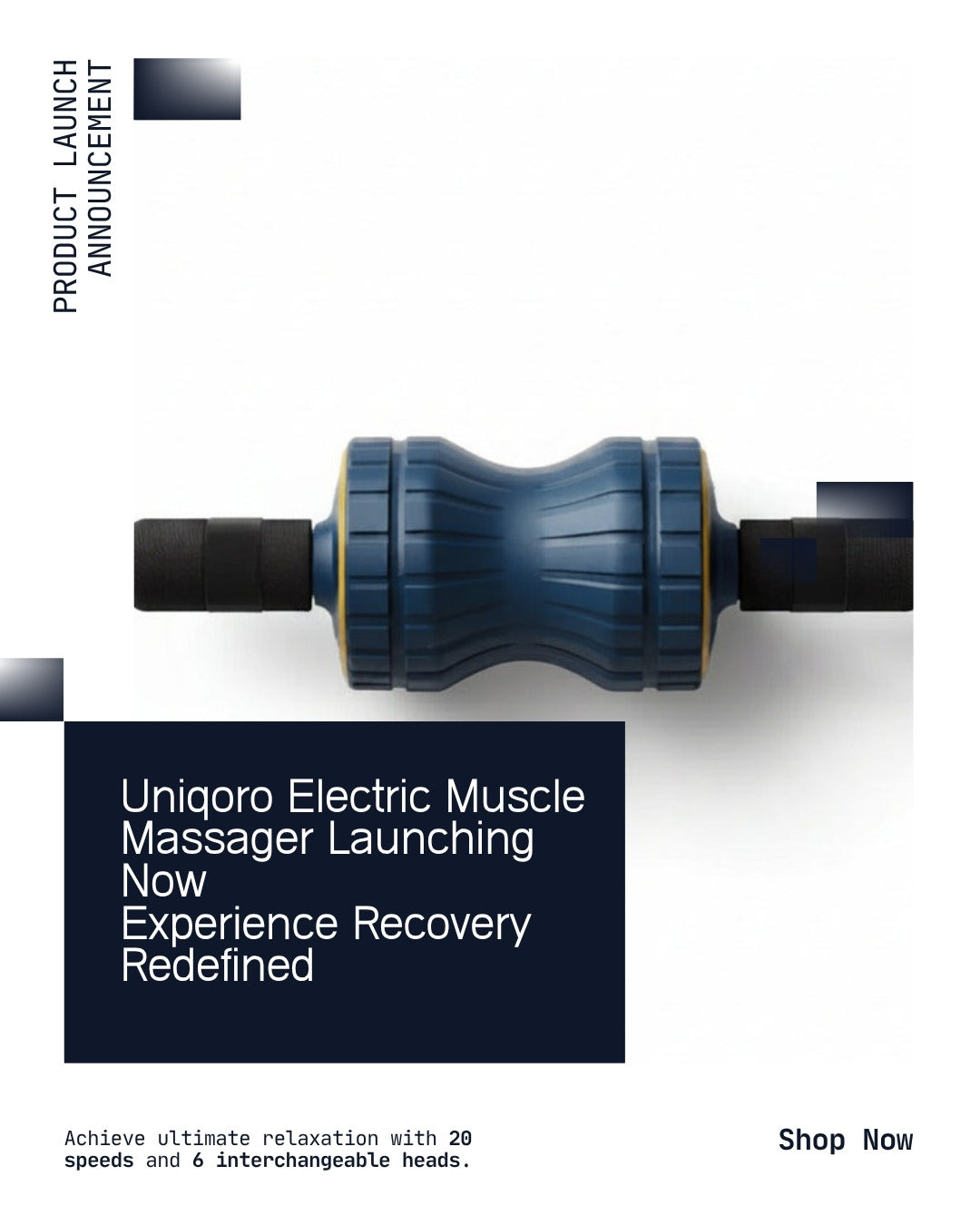 Uniqoro Electric Muscle Massager Percussion 20 Speed 6 Heads Deep Tissue