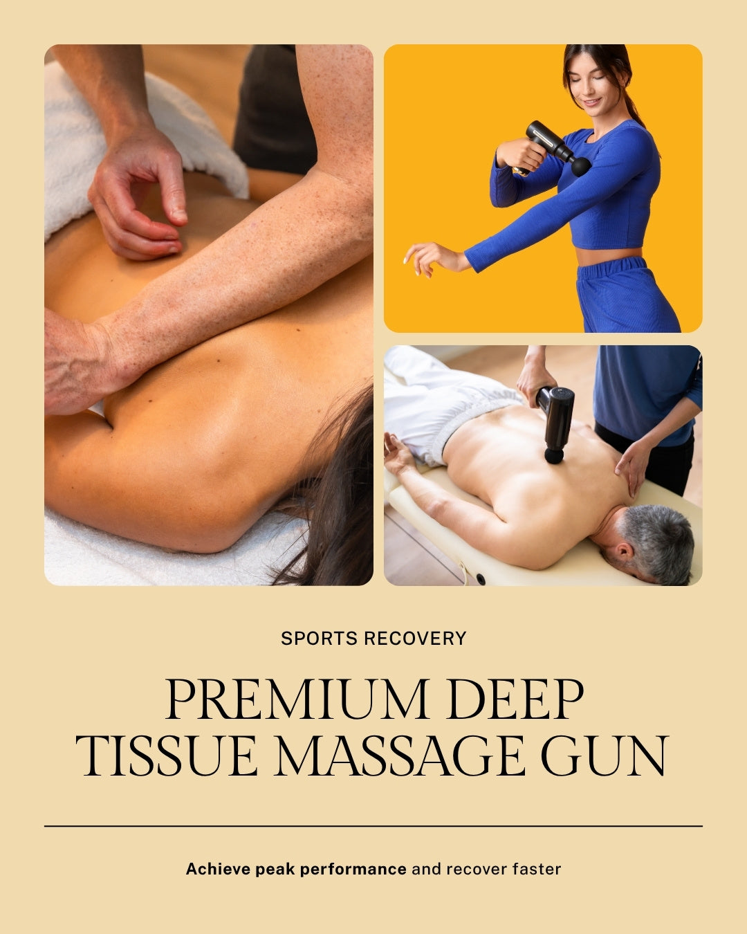 Massage Gun Deep Tissue – 8 Speed 6 Heads Percussion Recovery