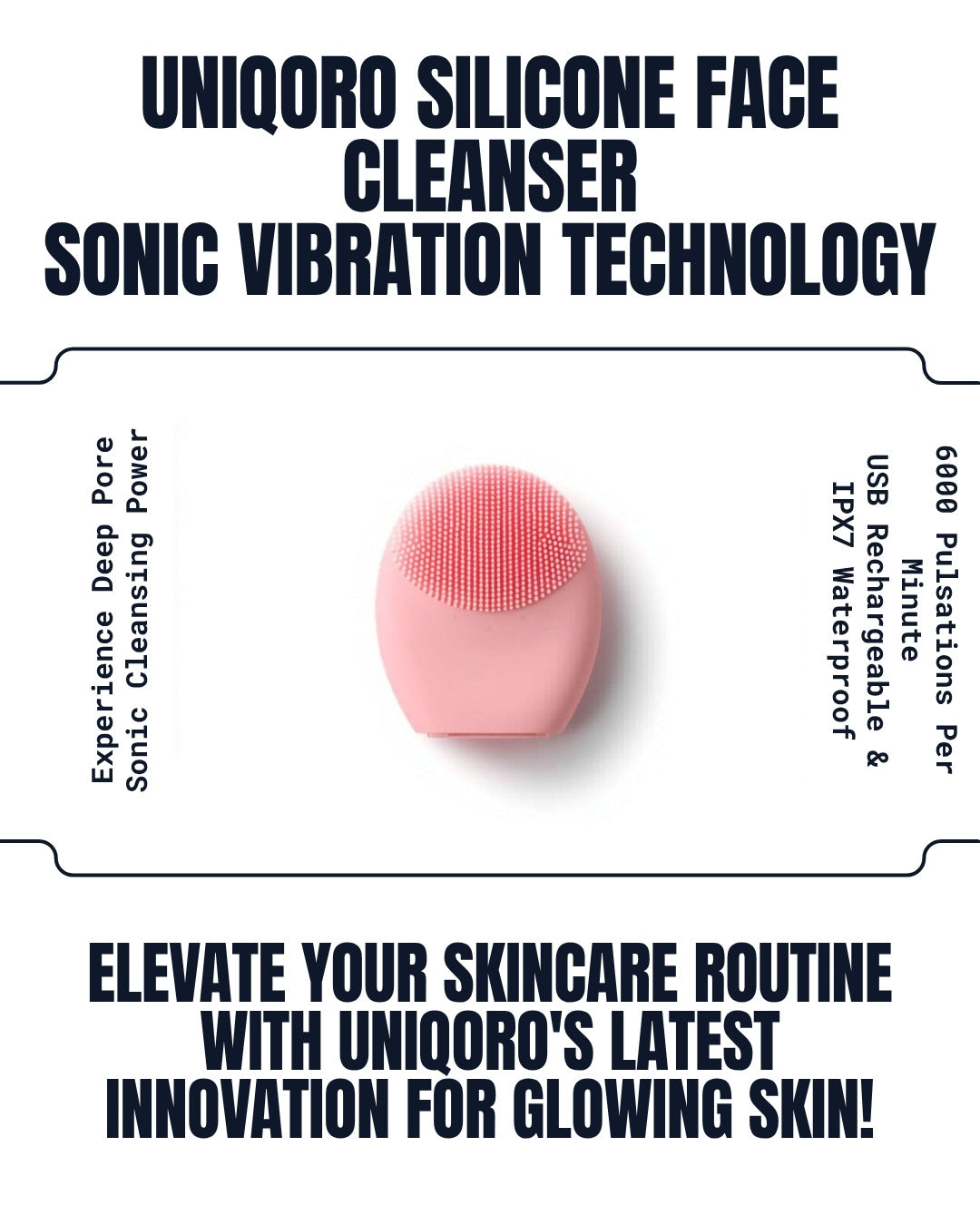 Uniqoro Silicone Electric Face Cleanser Sonic Vibration Deep Pore