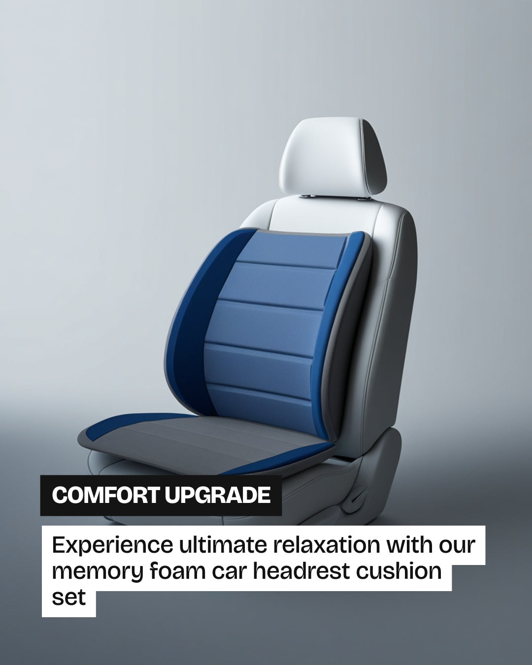 Memory Foam Car Headrest & Lumbar Support – Driver Comfort
