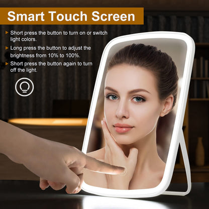 LED Lighted Makeup Mirror – USB Rechargeable Vanity Desk Mirror