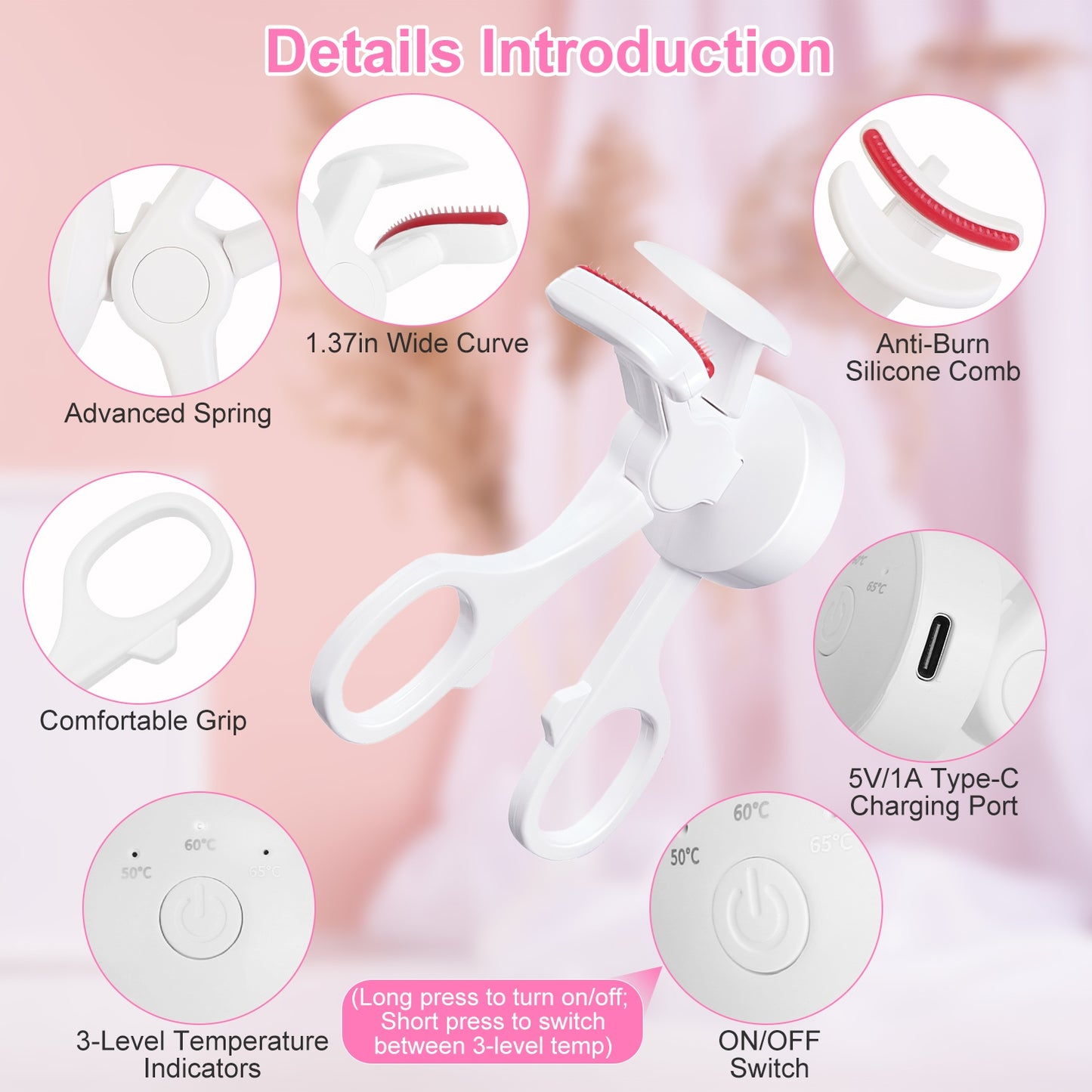 Heated Eyelash Curler – USB Rechargeable Anti-Burn 2-Pack