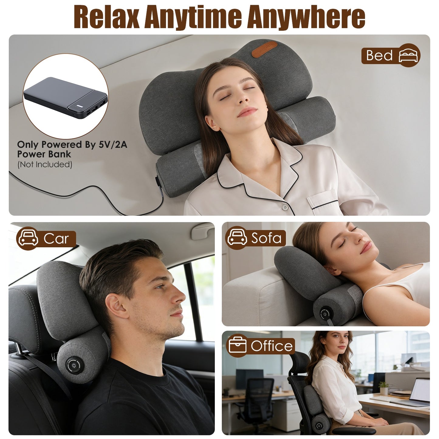 USB Heated Neck Pillow – Memory Foam Cervical Pain Relief
