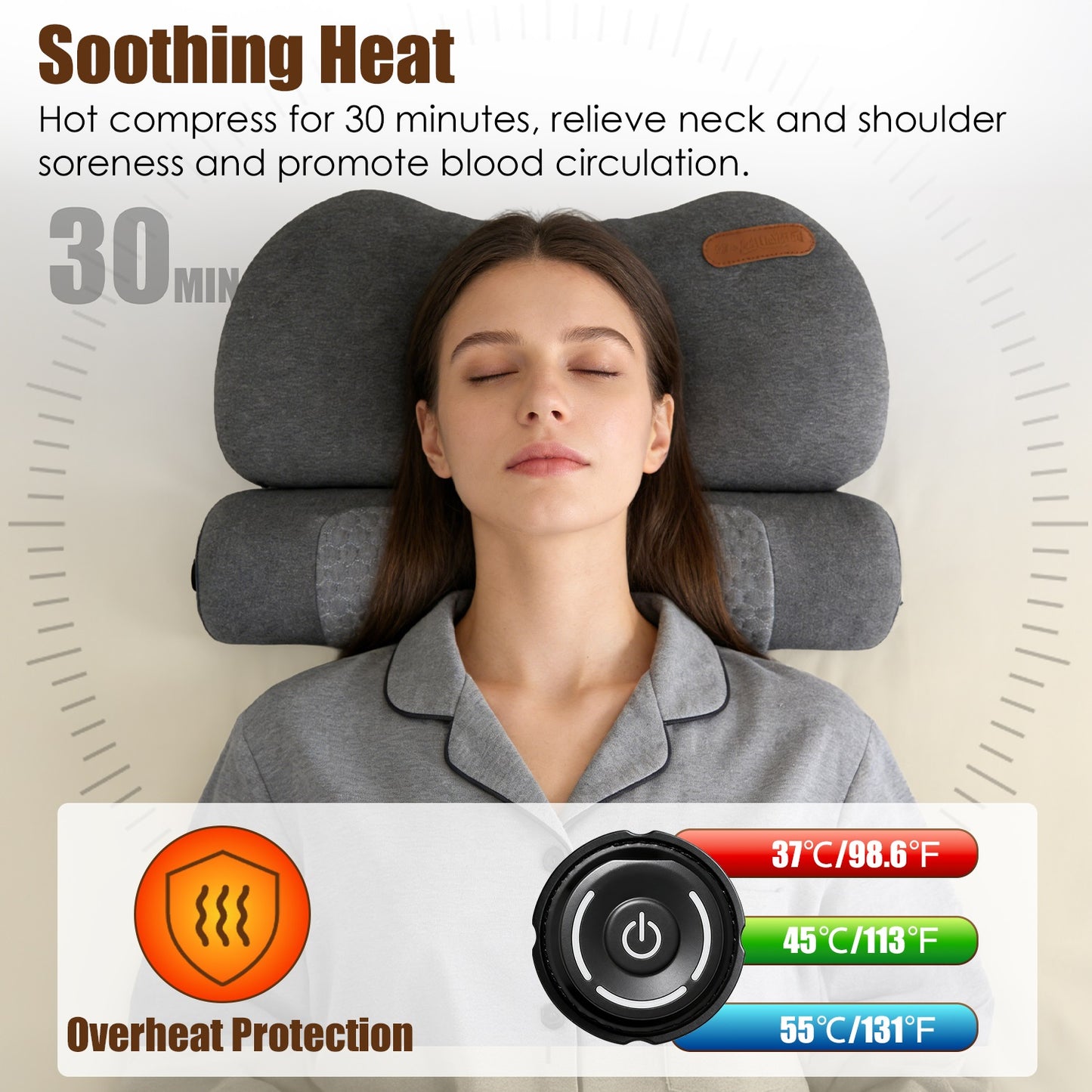 USB Heated Neck Pillow – Memory Foam Cervical Pain Relief