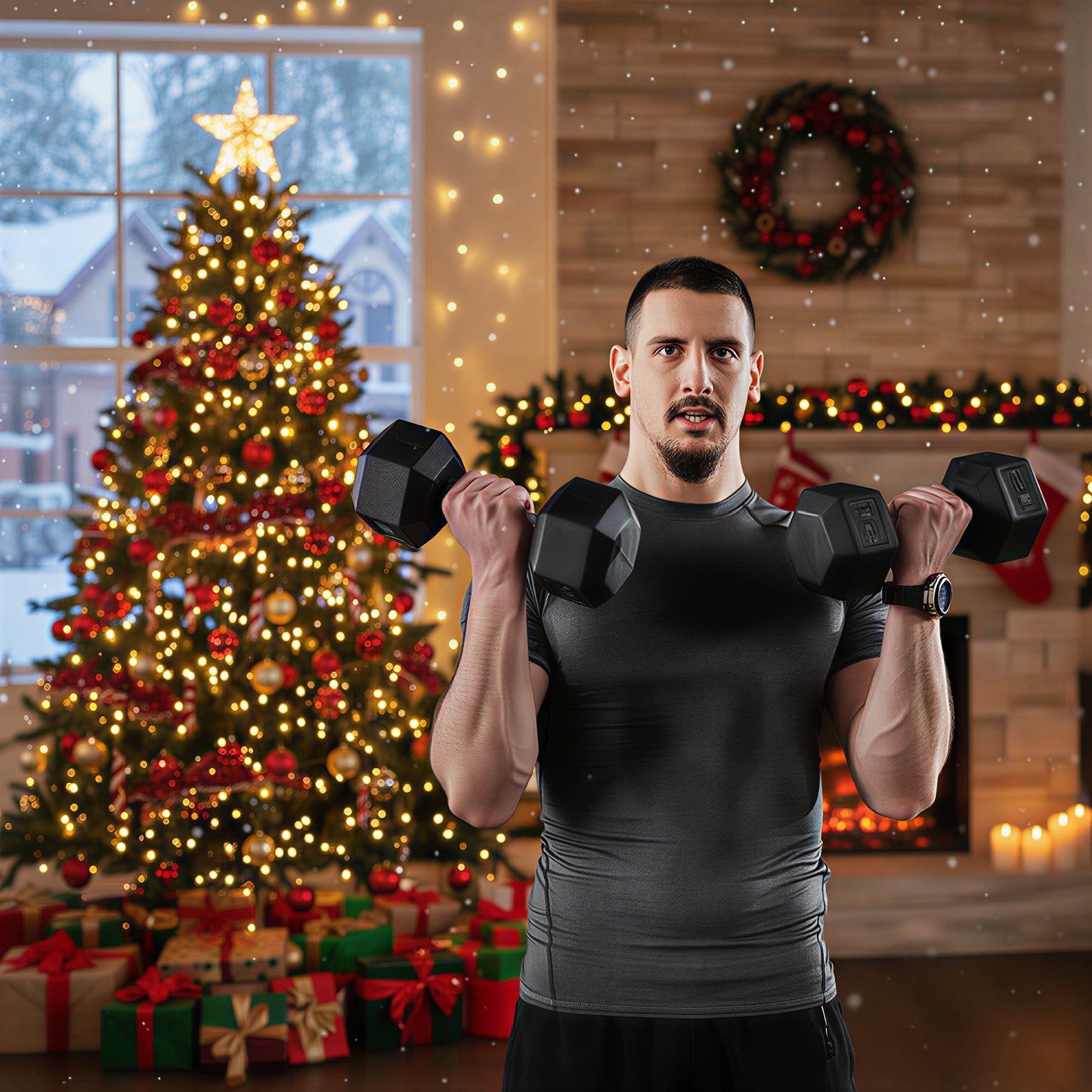 Hex Rubber Dumbbell Set – Non-Slip Home Gym Weight Set