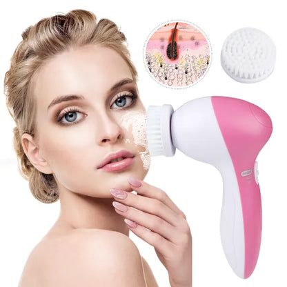 Waterproof Facial Cleansing Brush – 5 Heads Spin Pore Scrubber
