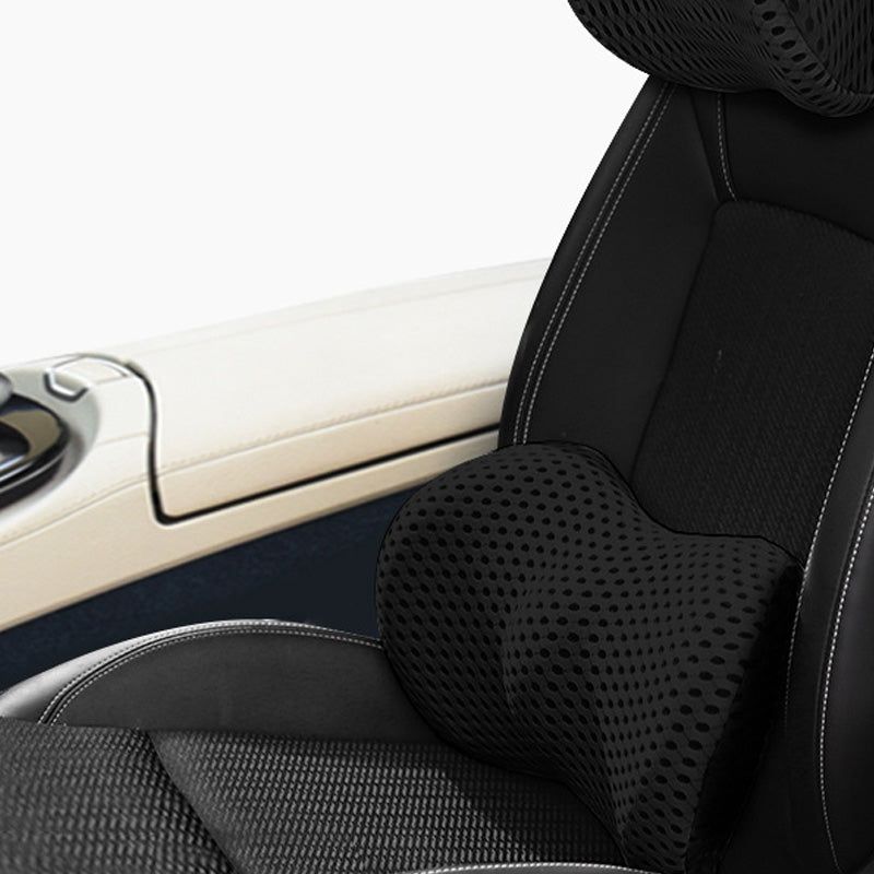 Memory Foam Car Headrest & Lumbar Support – Driver Comfort