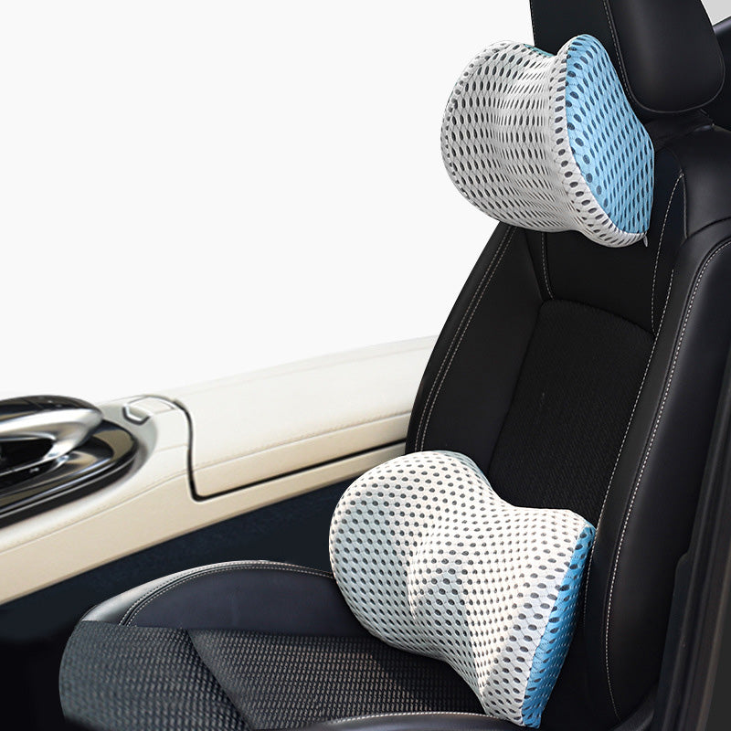 Memory Foam Car Headrest & Lumbar Support – Driver Comfort