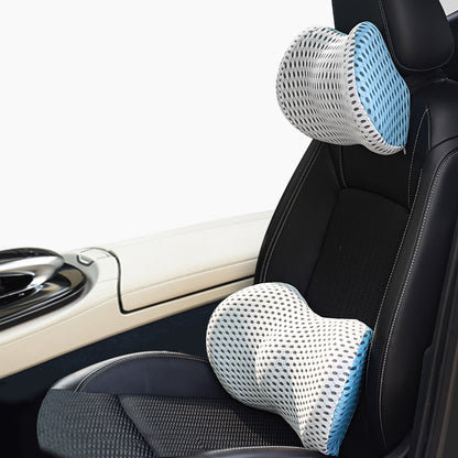Memory Foam Car Headrest & Lumbar Support – Driver Comfort