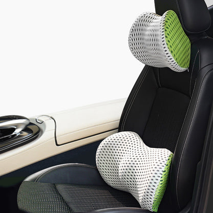 Memory Foam Car Headrest & Lumbar Support – Driver Comfort