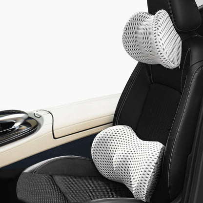 Memory Foam Car Headrest & Lumbar Support – Driver Comfort