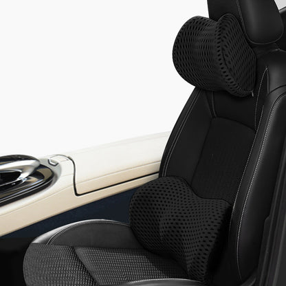 Memory Foam Car Headrest & Lumbar Support – Driver Comfort