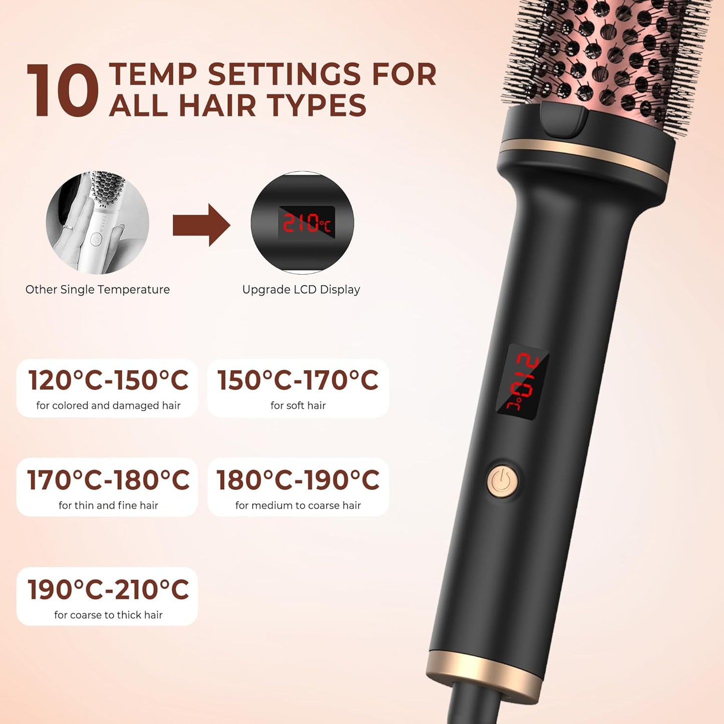Ceramic Tourmaline Curling Iron Brush – 1.5" Dual Voltage