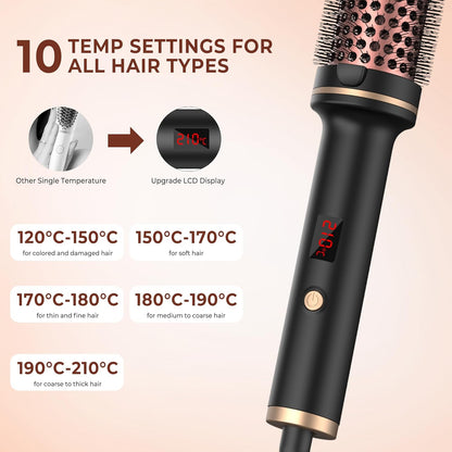 Ceramic Tourmaline Curling Iron Brush – 1.5" Dual Voltage