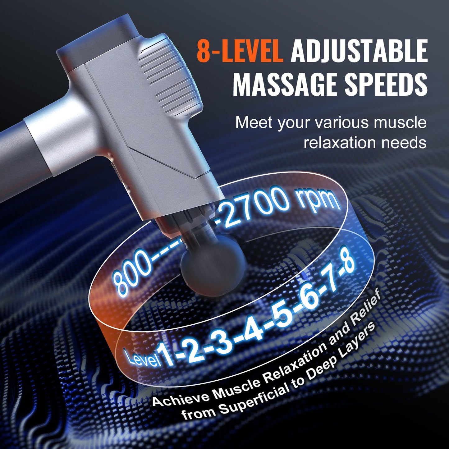 Massage Gun Deep Tissue – 8 Speed 6 Heads Percussion Recovery