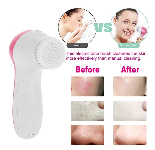 Electric Facial Cleansing Brush – 5 Heads 360° Deep Pore