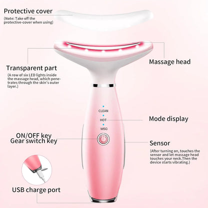 Neck & Face Massager 3-in-1 – Thermal Vibration Skin Lifting