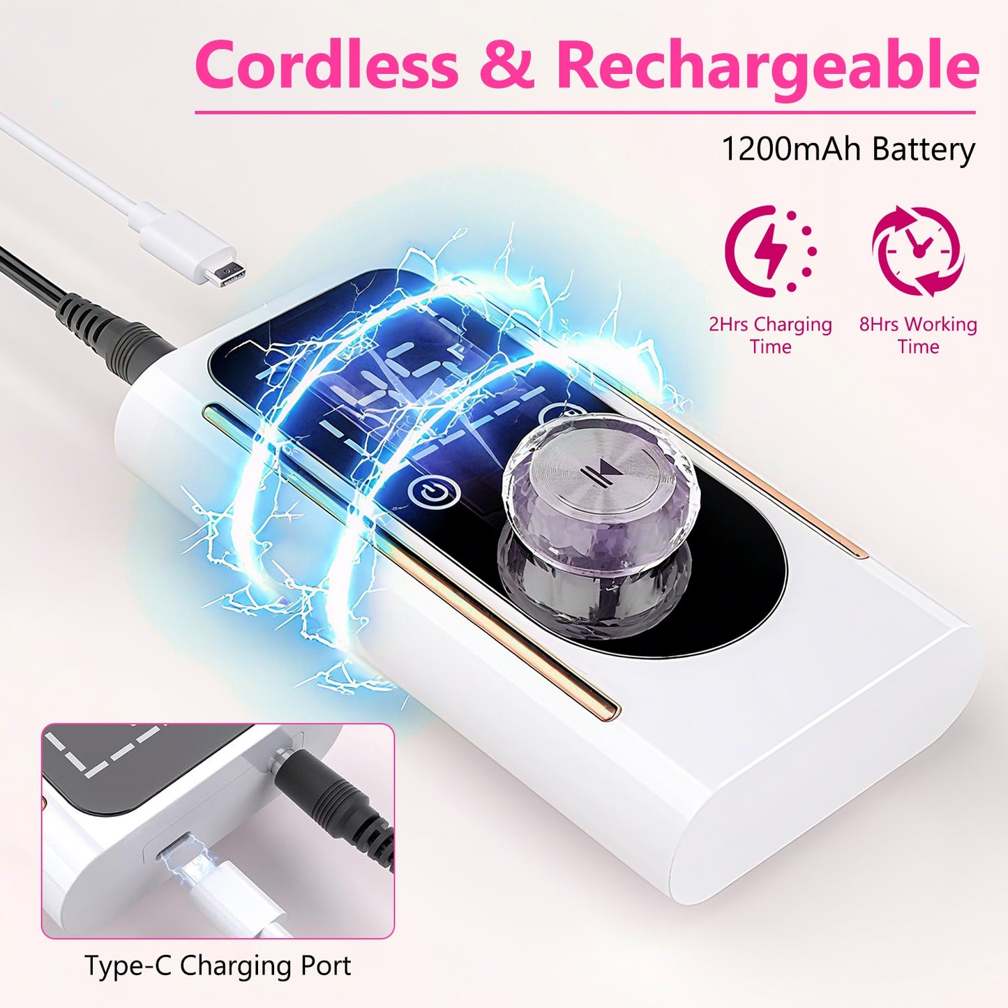 Electric Nail Drill Kit – 45,000 RPM Cordless Acrylic Gel