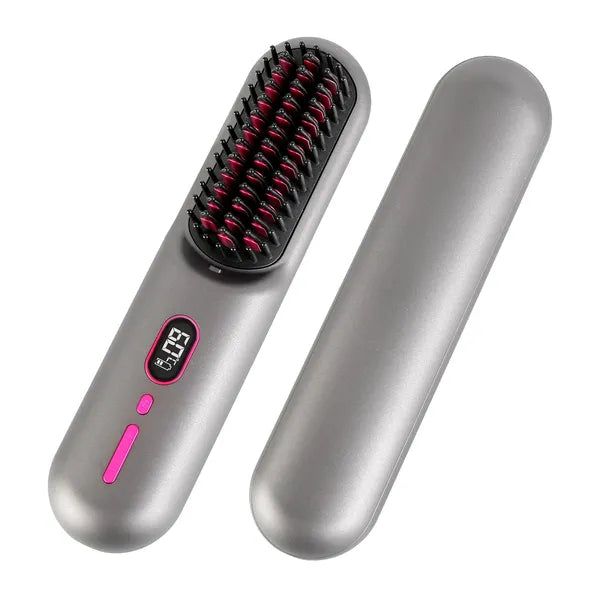 Cordless Hair Straightener Brush – Ionic Anti-Frizz Styling Comb