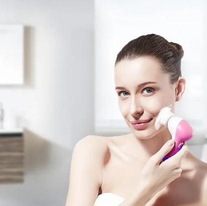 Electric Facial Cleansing Brush – 5 Heads 360° Deep Pore