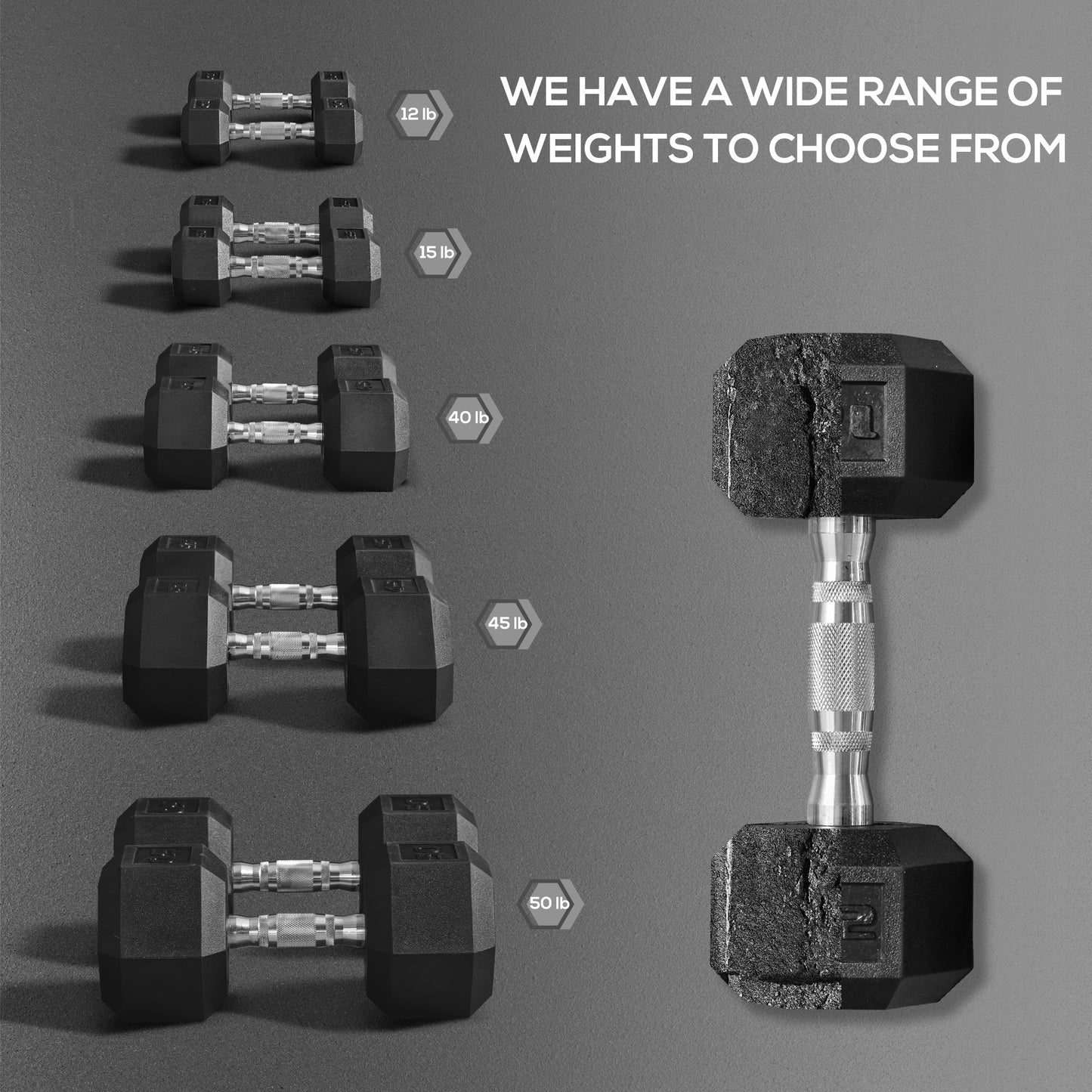 Hex Rubber Dumbbell Set – Non-Slip Home Gym Weight Set