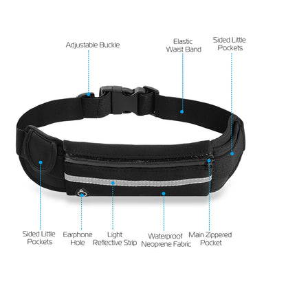 Running Waist Bag – Waterproof Lycra Sports Belt Phone Holder