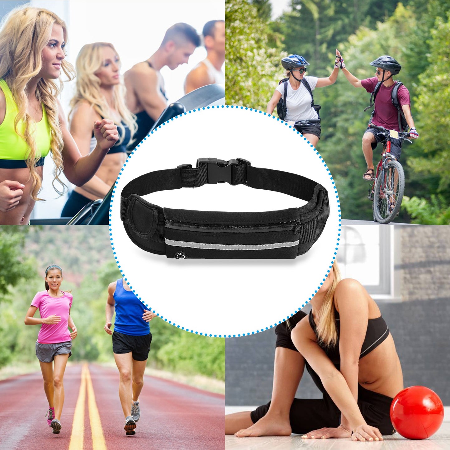 Running Waist Bag – Waterproof Lycra Sports Belt Phone Holder
